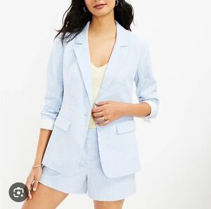 NWT Loft Seersucker Tailored Blazer & matching shorts suit set 8